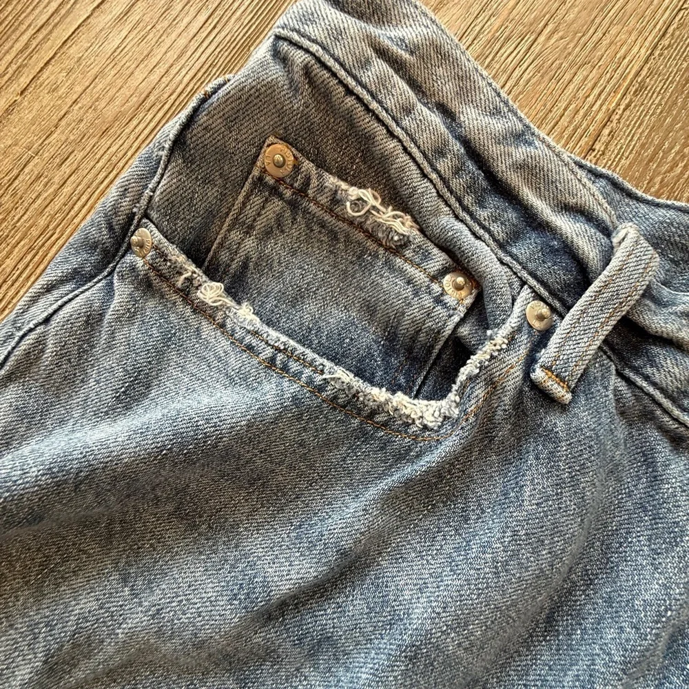 Pistola Blue Denim wide leg distressed Jeans 31